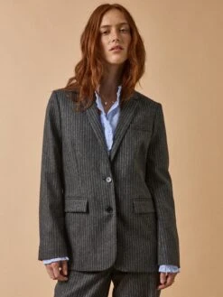 Veste Tailleur Lainage Rayé Femme 15 Veste Tailleur Lainage Rayé Femme -Cyrillus Boutique 00100 0647 R049 PO FA F12X