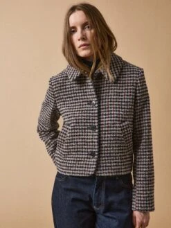 Veste Boutonnée Tweed Carreaux Femme -Cyrillus Boutique 00100 0654 C034 PO FA F12X