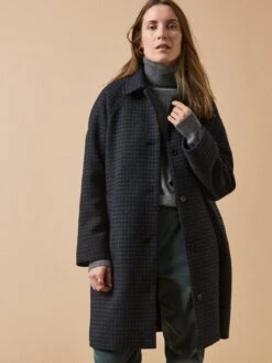 Manteau Lainage Pied De Poule Femme