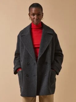 Manteau Caban Lainage Uni Femme