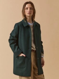 Manteau Lainage Armuré Uni Femme