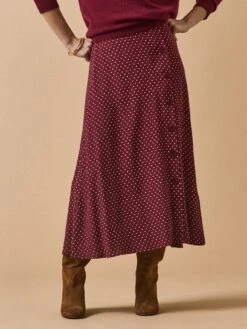 Jupe Mi-longue Femme Viscose Imprimé Pois