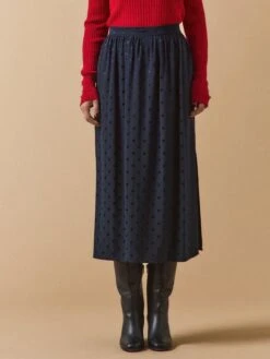 Jupe Mi-longue Jacquard Pois Femme