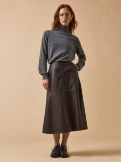 Jupe Mi-longue évasée Femme Aspect Cuir* -Cyrillus Boutique 00600 0894 4017 PO PE F1XX