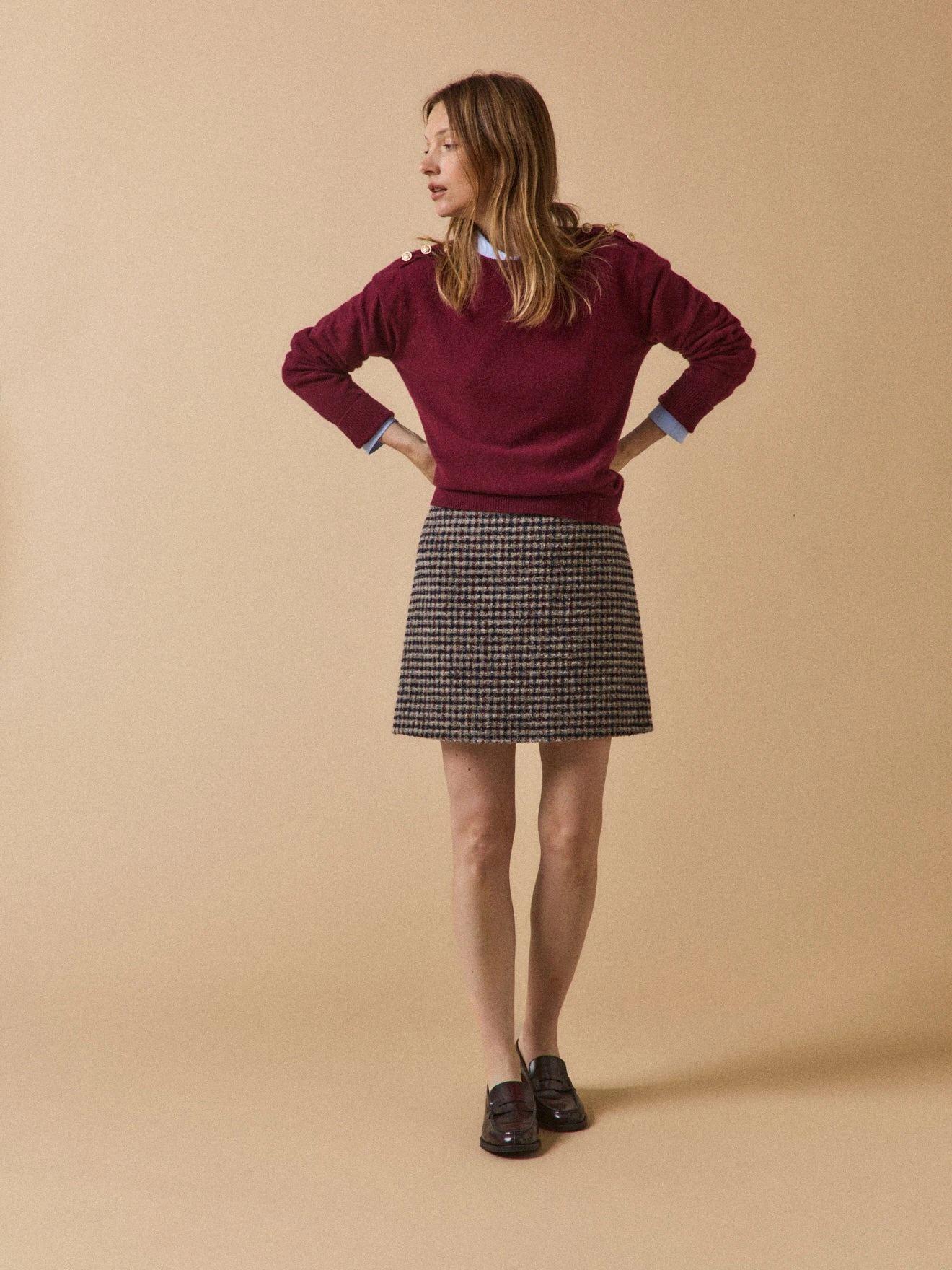 Jupe Courte Tweed Carreaux Femme 7 Jupe Courte Tweed Carreaux Femme – Image 5