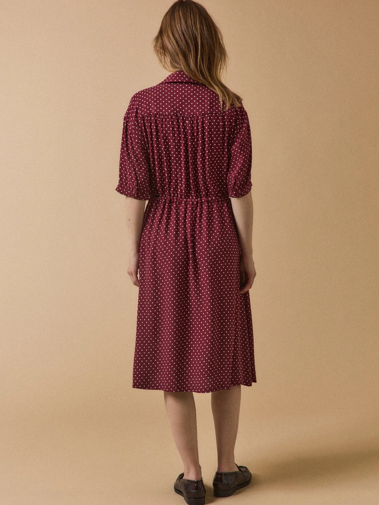 Robe Sous Genoux Rétro Femme Imprimé Pois 5 Robe Sous Genoux Rétro Femme Imprimé Pois – Image 4