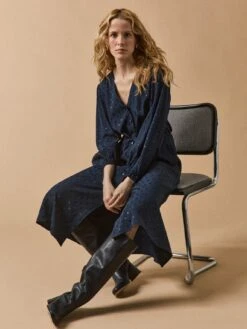 Robe Longue Femme Viscose Jacquard Pois -Cyrillus Boutique 00900 1417 2014 PO PE F1XX