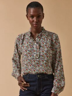 Blouse Col Volanté Femme Tissu Liberty Libby - Limited Collection