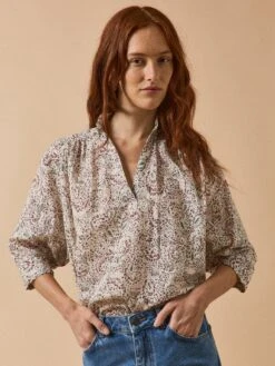 Blouse Coton Dobby Femme Imprimé Noelia