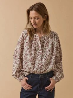 Blouse Femme Tissu Texturé Imprimé Mathilde