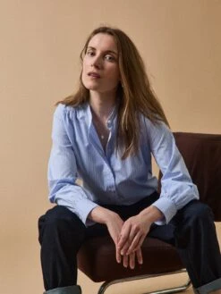 Chemise Popeline Rayée Col Lavallière Femme 13 Chemise Popeline Rayée Col Lavallière Femme -Cyrillus Boutique 01000 1816 R015 PO FA F12X