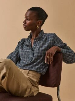 Blouse Volantée Imprimé écossais Femme