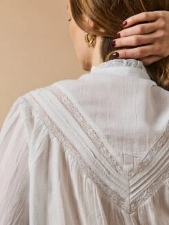 Blouse Coton Brodé Et Dentelle Femme -Cyrillus Boutique 01000 1833 1003 PO DP F12X