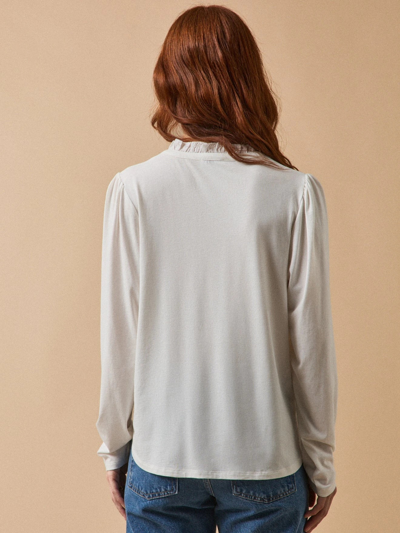 T-shirt Col Volanté Femme Modal Et Coton Biologique 4 T-shirt Col Volanté Femme Modal Et Coton Biologique – Image 2