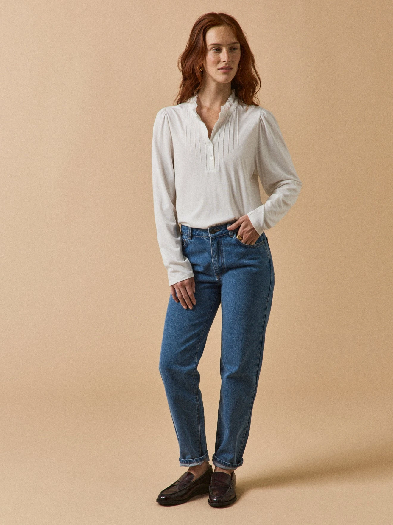 T-shirt Col Volanté Femme Modal Et Coton Biologique 8 T-shirt Col Volanté Femme Modal Et Coton Biologique – Image 6