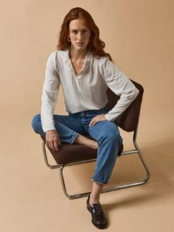 T-shirt Col Volanté Femme Modal Et Coton Biologique 12 T-shirt Col Volanté Femme Modal Et Coton Biologique -Cyrillus Boutique 01017 0926 1003 PO PE F1XX