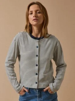 Gilet Cardigan Rayé Femme Coton Biologique
