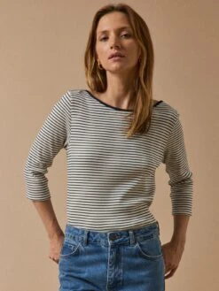 T-shirt Rayé Col Bateau Femme Coton Biologique