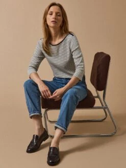 T-shirt Rayé Col Bateau Femme Coton Biologique -Cyrillus Boutique 01017 1069 R022 PO PE F1XX