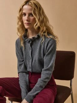 Cardigan Col Volanté Femme - Collection Cachemire
