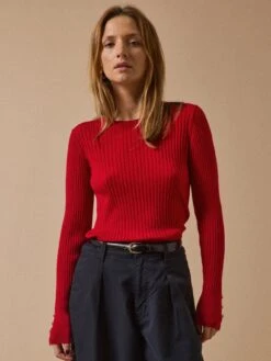 Pull Chaussette Maille Côtelée Femme Laine RWS*