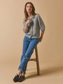 Gilet Col Polo Femme Avec Laine Et Mohair -Cyrillus Boutique 01100 1426 M005 PO PE F1XX