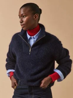 Pull Col Camionneur Femme Avec Laine Et Mohair