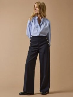 Pantalon Large à Pont Boutons Dorés Femme Maé 11 Pantalon Large à Pont Boutons Dorés Femme Maé -Cyrillus Boutique 01800 1190 2014 PO PE F1XX