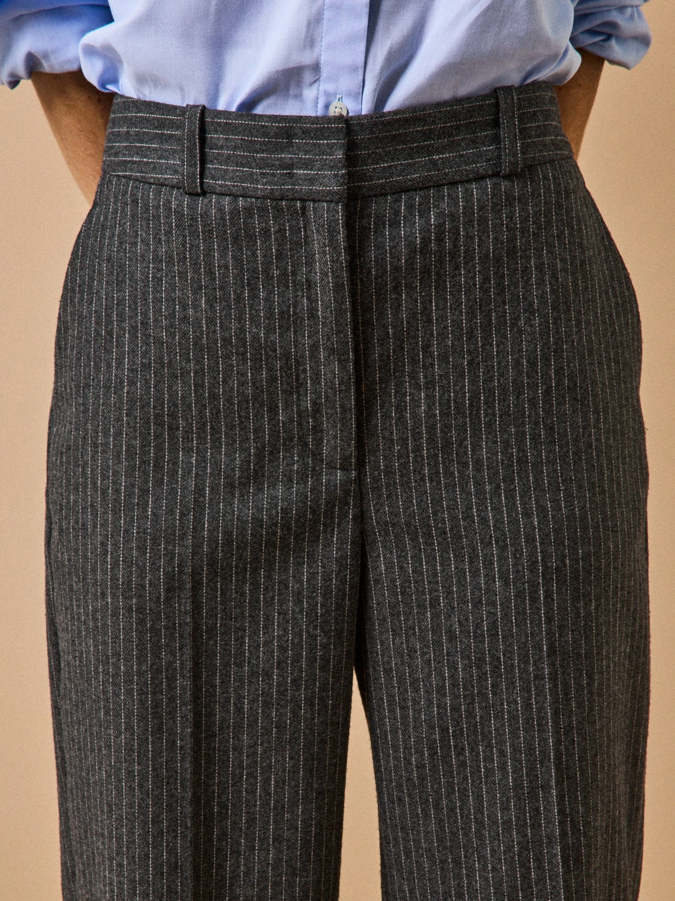 Pantalon Droit Tailleur Lainage Rayé Femme Alma 6 Pantalon Droit Tailleur Lainage Rayé Femme Alma – Image 4