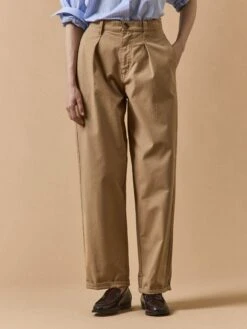 Pantalon Carotte Twill Coton Femme Céléstine
