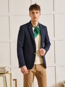 Veste Blazer En Twill Homme Boutons Dorés