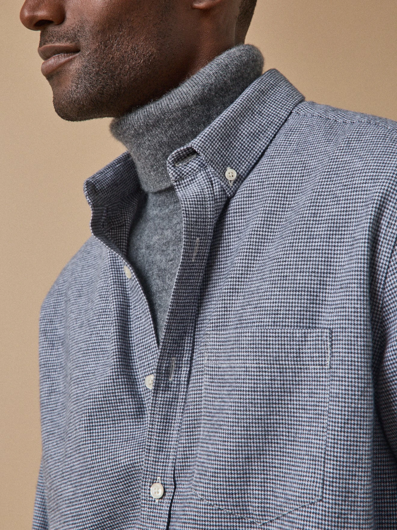 Chemise Flanelle Pied-de-puce Homme Coupe Contemporaine 5 Chemise Flanelle Pied-de-puce Homme Coupe Contemporaine – Image 3