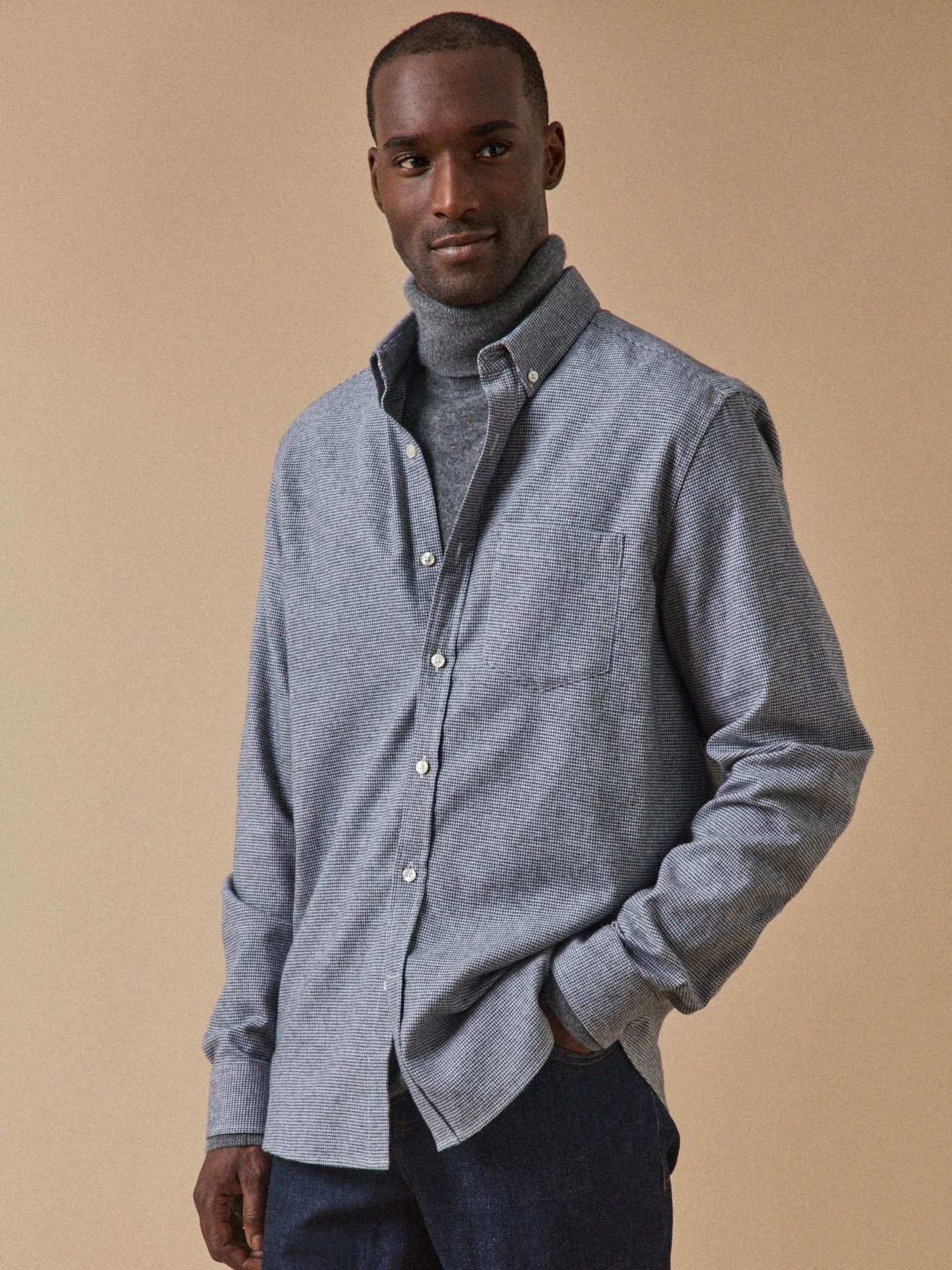 Chemise Flanelle Pied-de-puce Homme Coupe Contemporaine 3 Chemise Flanelle Pied-de-puce Homme Coupe Contemporaine