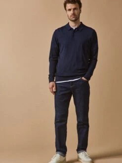 Pull Fin Col Polo Laine Mérinos Homme -Cyrillus Boutique 05201 0586 2014 PO PE F12X