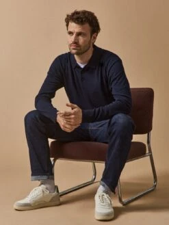 Pull Fin Col Polo Laine Mérinos Homme -Cyrillus Boutique 05201 0586 2014 PO PE F1XX