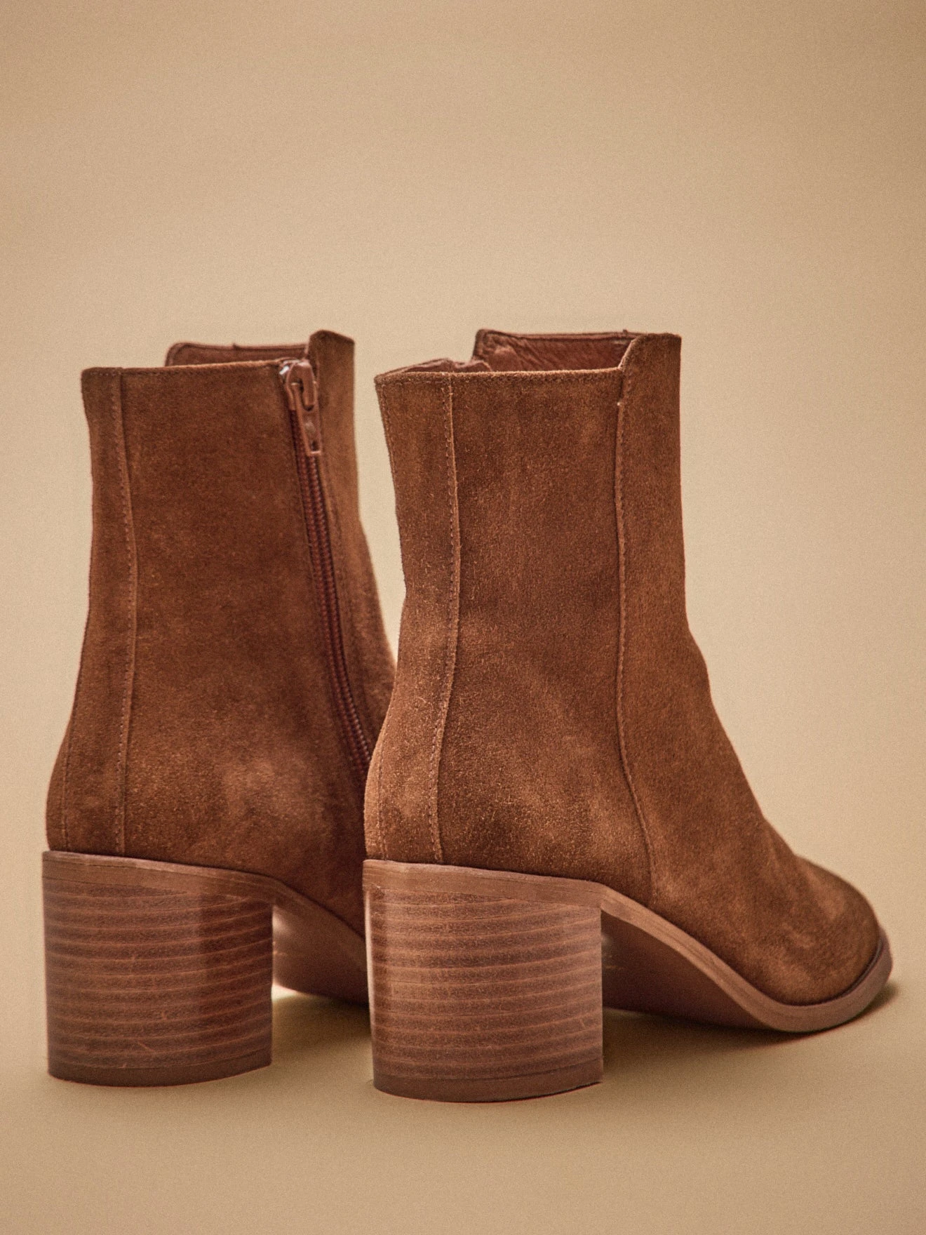 Boots Croûte De Cuir Femme Talon Carré 7 Boots Croûte De Cuir Femme Talon Carré – Image 5