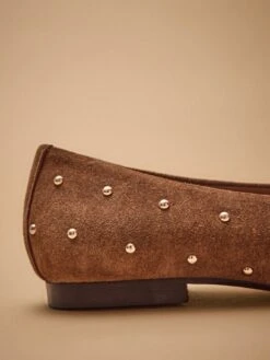 Ballerines Cloutées Cuir Velouté Femme -Cyrillus Boutique 06100 0730 9019 NM DP F1XX