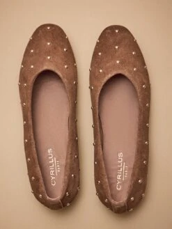 Ballerines Cloutées Cuir Velouté Femme -Cyrillus Boutique 06100 0730 9019 NM FA F14X