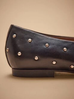 Ballerines Cloutées Cuir Lisse Femme -Cyrillus Boutique 06100 0731 7001 NM DP F1XX