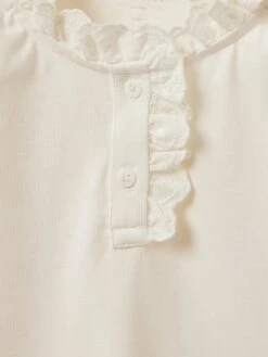 T-shirt Fille Col Montant Brodé - Coton Biologique -Cyrillus Boutique 72037 0705 1004 NM DP F1XX